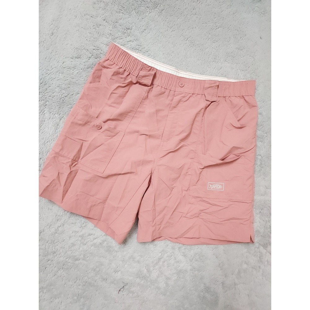 Aftco Shorts Men 38 Hybrid Fishing Cargo Outdoor Salmon Pink Elastic Waist Nylon